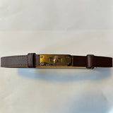 brown hat band luxury split leather adjustable gold buckle