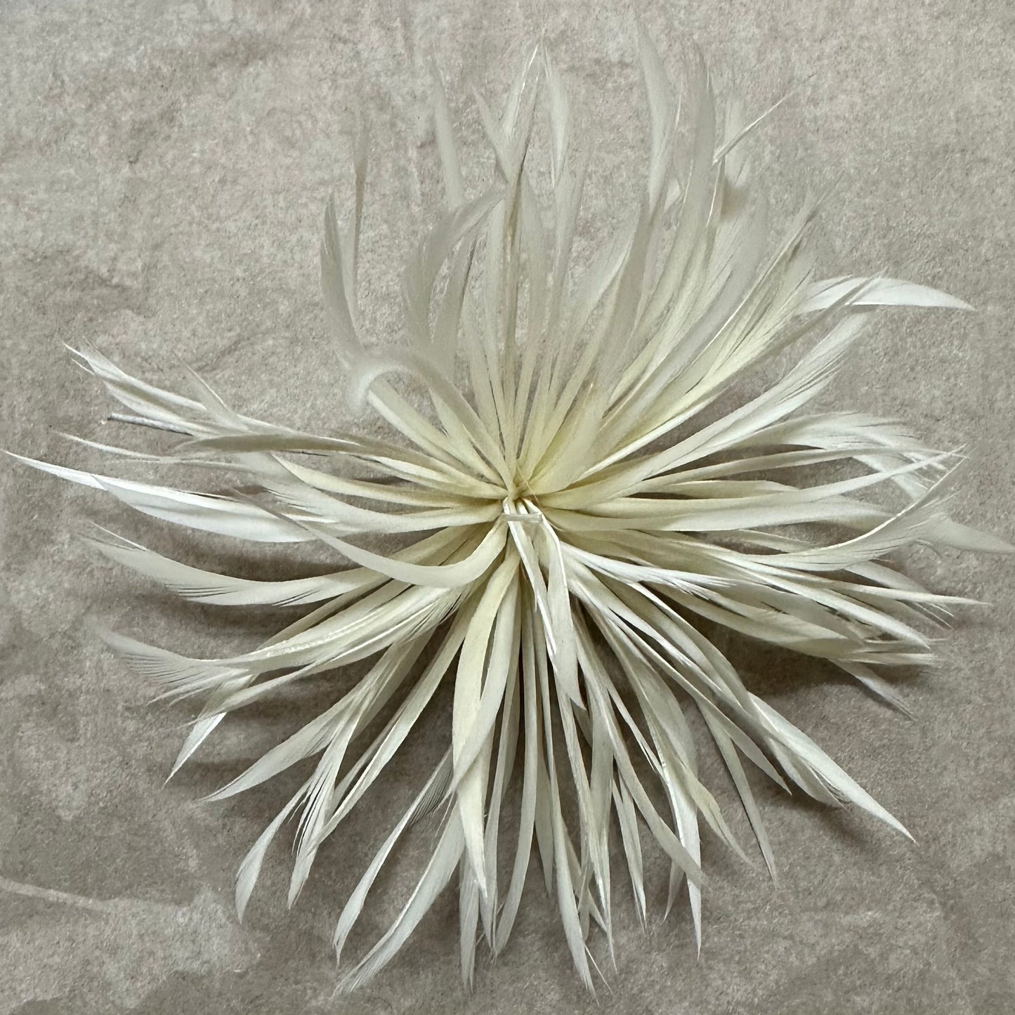 white Biot Feather Star Flower on Wire