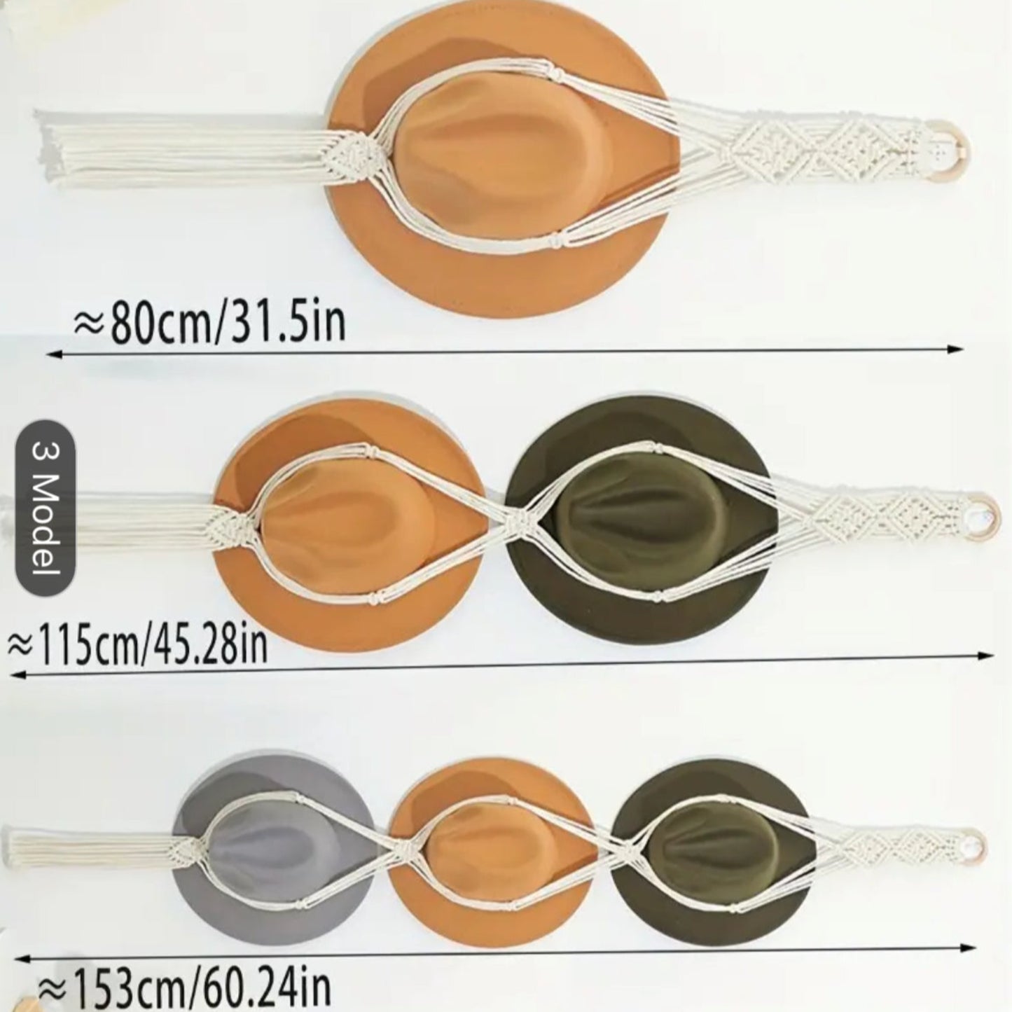 macrame hat hangers dimensions