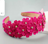Padded Headband with flowers and Crystals - AU￼