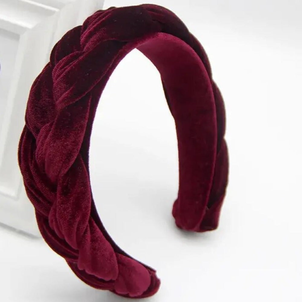 luxury velvet braid padded headbands wine