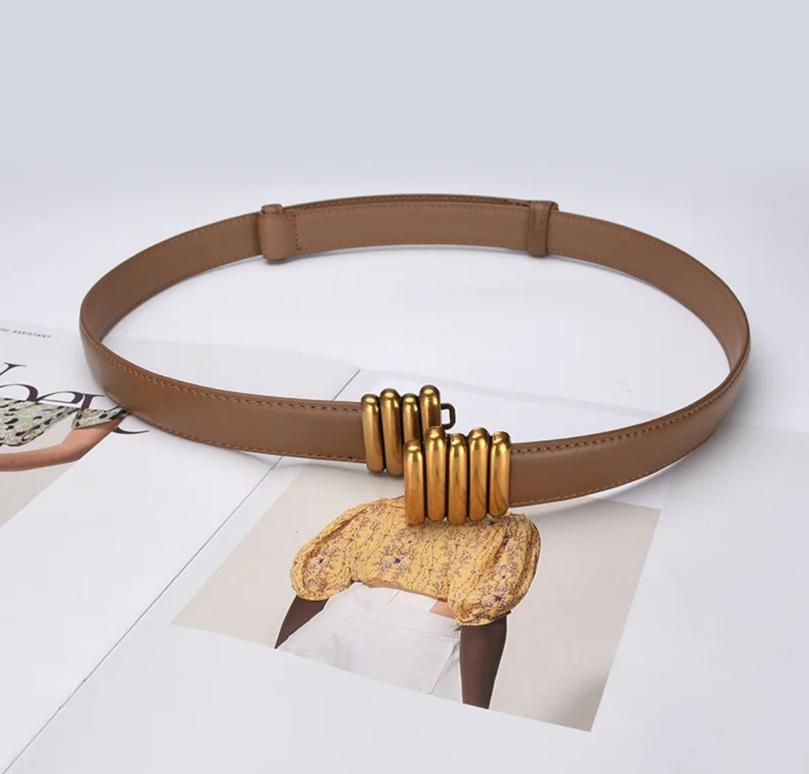 Hat Band - Luxury Split Leather Adjustable with Bronze Double Buckle - AU