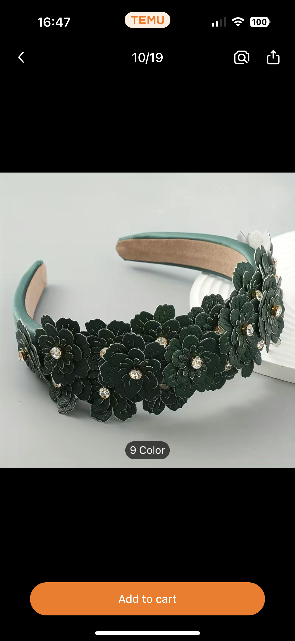 Padded Headband with flowers and Crystals - AU