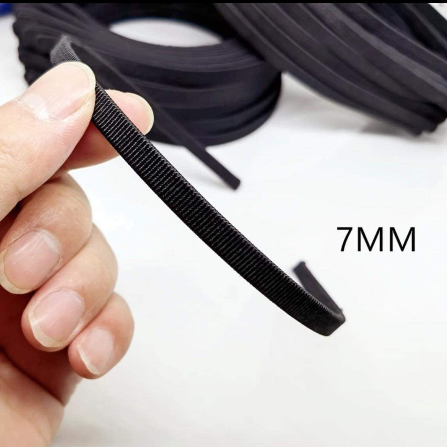 Covered Metal Headbands with Comfort Lining Black 7mm