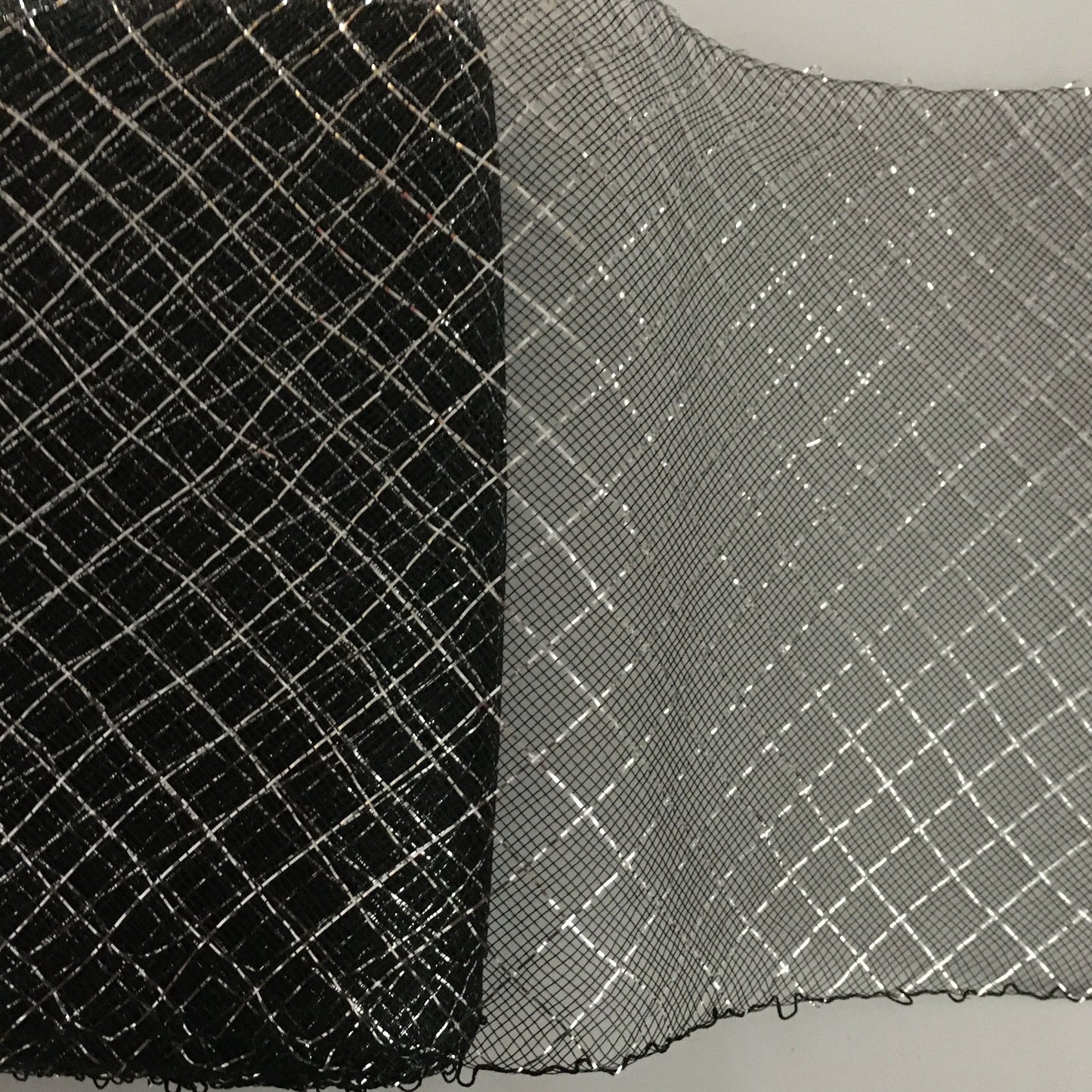 black & silver 6" / 16cm Metallic Criss Cross Crinoline with Draw-String