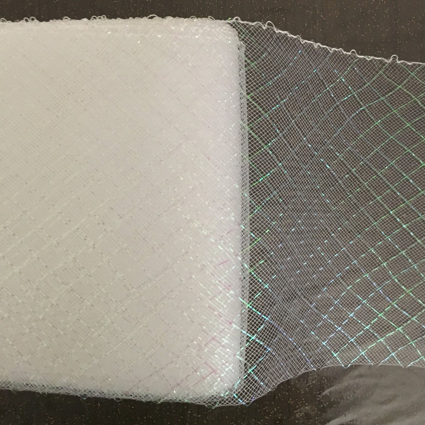 white 6" / 16cm Metallic Criss Cross Crinoline with Draw-String
