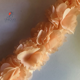 peach 3D Ruched ribbon trims 