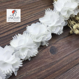 white 3D Ruched ribbon trims 