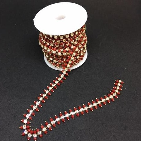 Bling Chain - dark red set in gold
