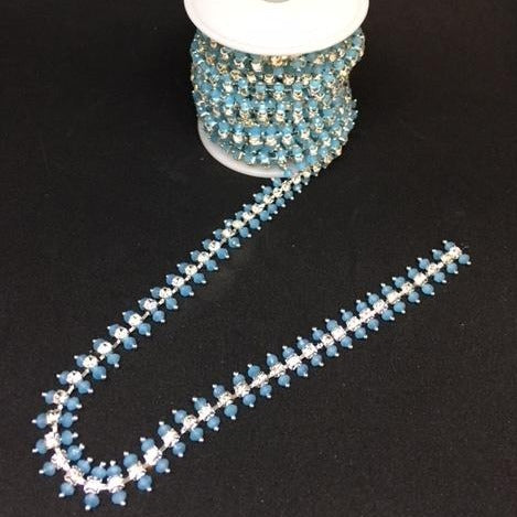 Bling Chain - pale blue set in silver