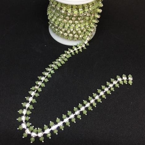 Bling Chain - pale green set in silver