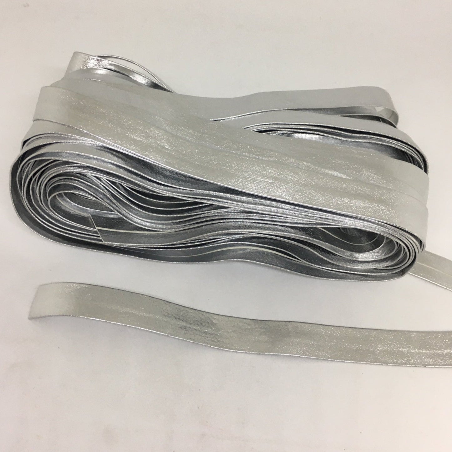 silver 15mm Faux Leather Bias Tape