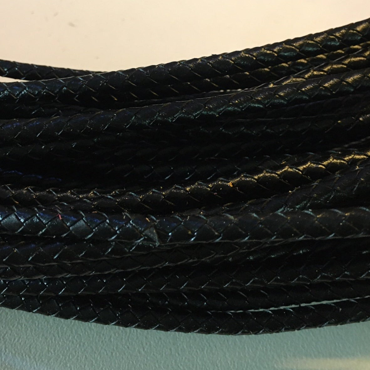 black Braided leather cord round
