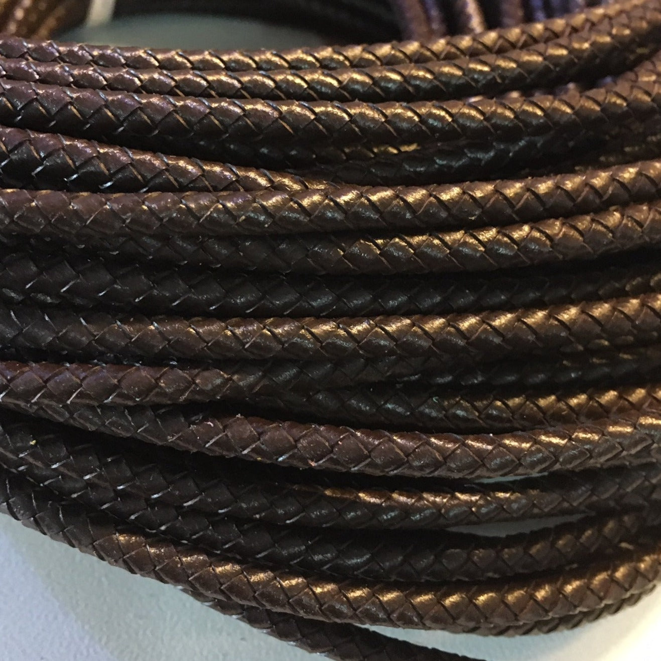 brown Braided leather cord round