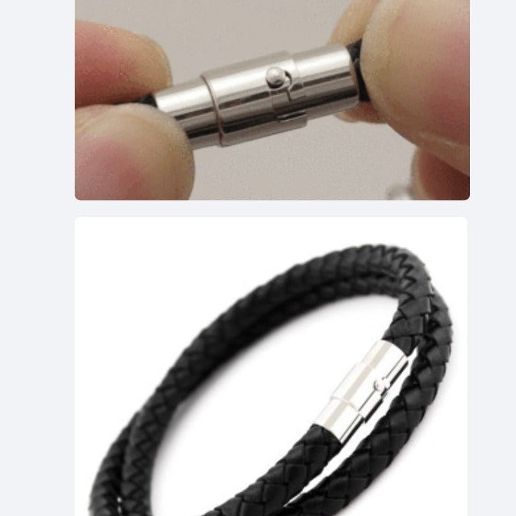 round clasps Braided leather cord round