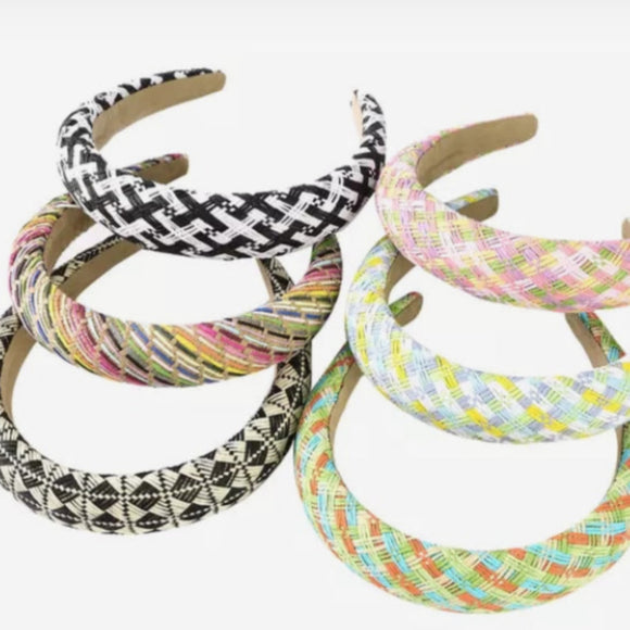 Patterned Paper Straw Padded Headbands - US