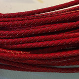 red Braided leather cord round 