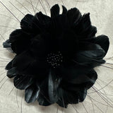 Feather Flower with Peacock Fringes (EF1097) black