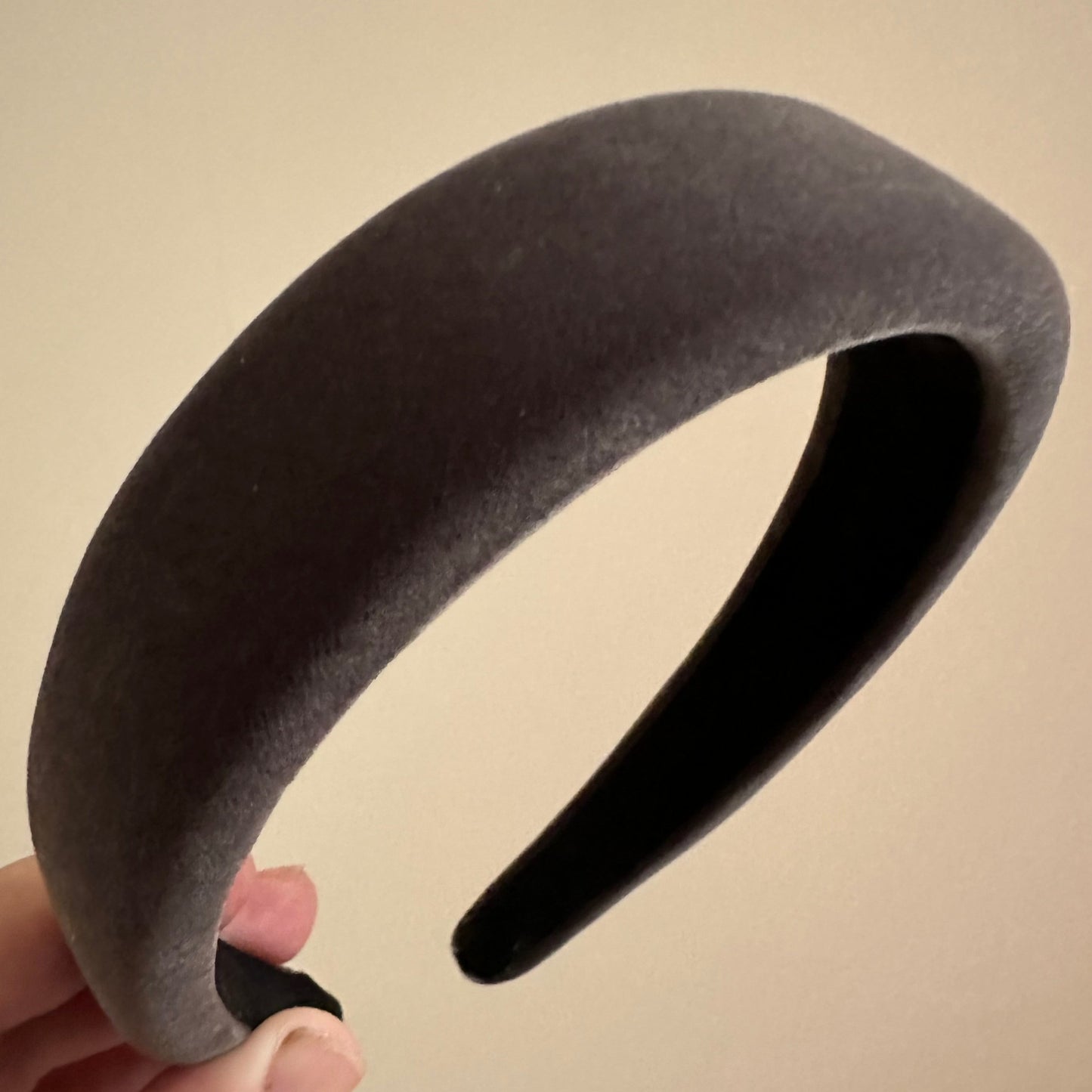grey velvet slightly padded headbands 