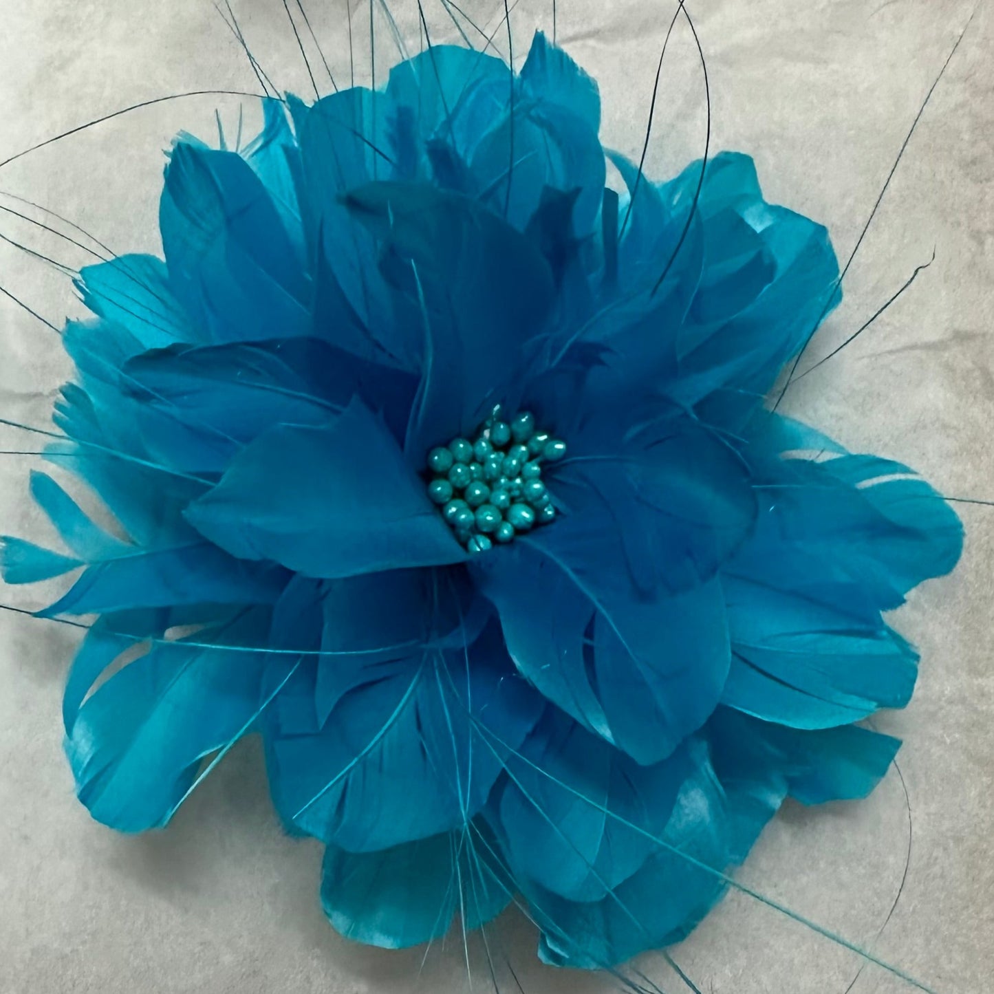 Feather Flower with Peacock Fringes (EF1097) turquoise