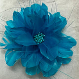 Feather Flower with Peacock Fringes (EF1097) turquoise