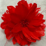 Feather Flower with Peacock Fringes (EF1097) fiesta orangey red