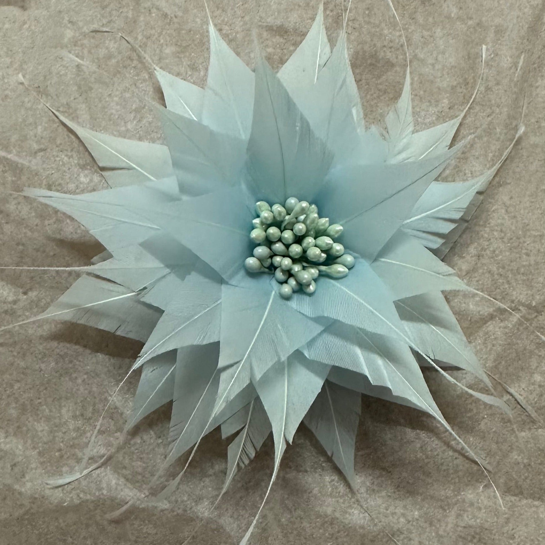 Spikey Feather Flower Minature (EF1099) baby blue