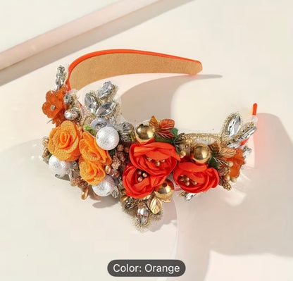 Embellished Flower Centre Satin Headbands - AU