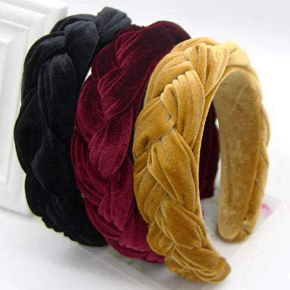 luxury velvet braid padded headbands mustard wine black