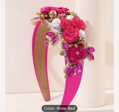 Embellished Flower Centre Satin Headbands - AU