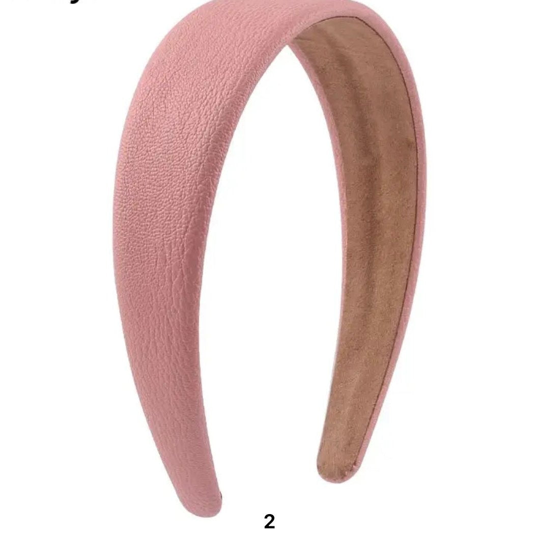 faux textured leather headbands  pink