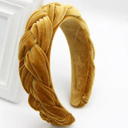 luxury velvet braid padded headbands mustard