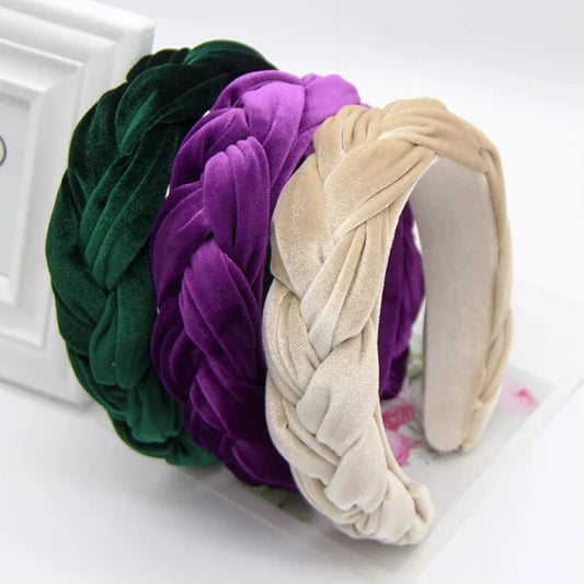 luxury velvet braid padded headbands combo