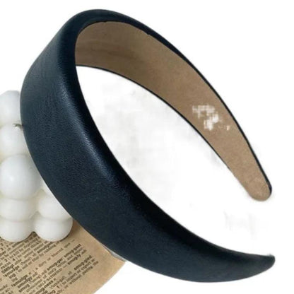 Faux Leather Slightly Padded Headbands  black