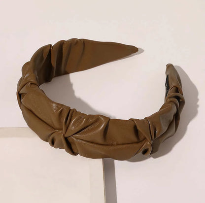 Faux Leather Ruched Headbands - AU