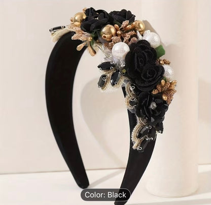 Embellished Flower Centre Satin Headbands - AU