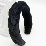 luxury velvet braid padded headbands black