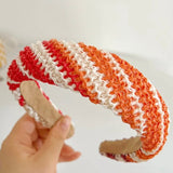 waffle weave crin fabric headbands  bright pinks and orange
