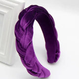 luxury velvet braid padded headbands purple
