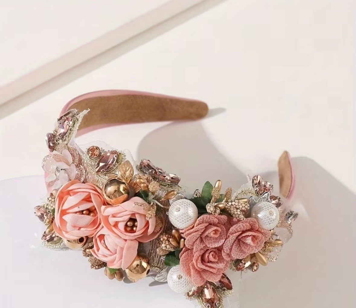Embellished Flower Centre Satin Headbands - AU