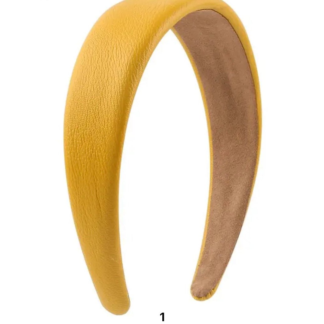 faux textured leather headbands  yellow
