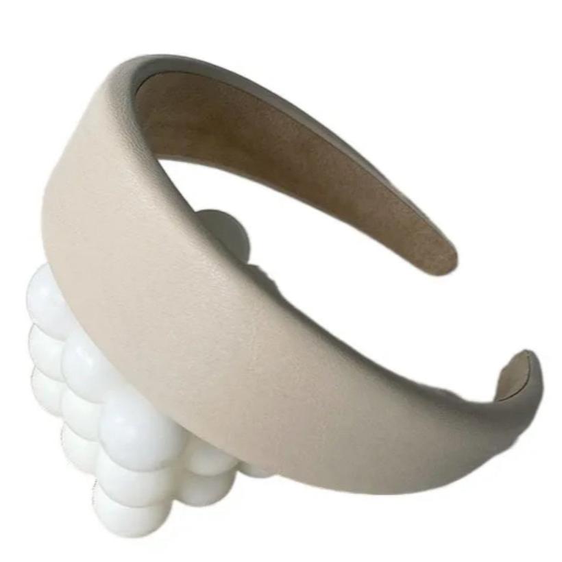 Faux Leather Slightly Padded Headbands beige