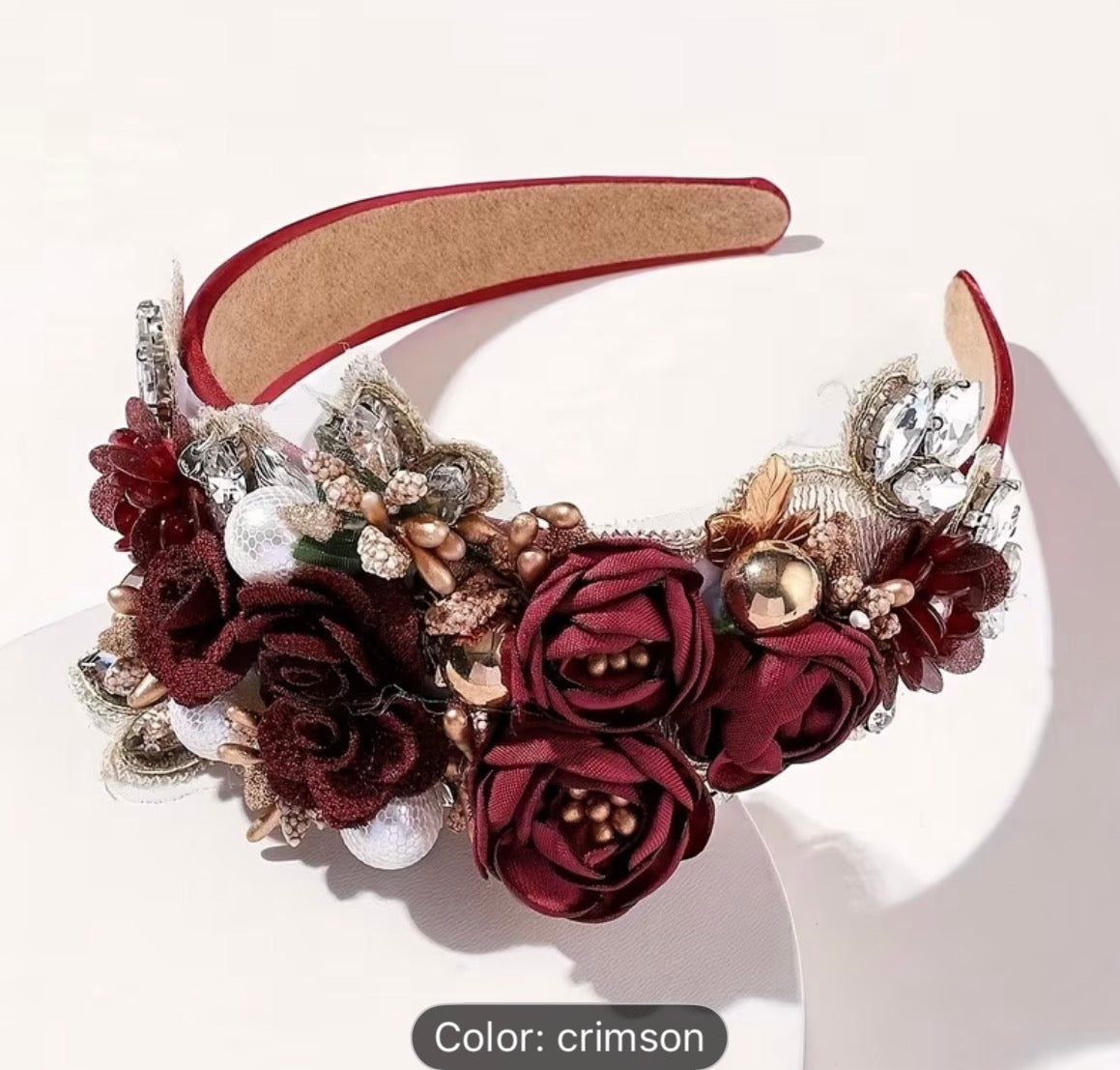 Embellished Flower Centre Satin Headbands - AU