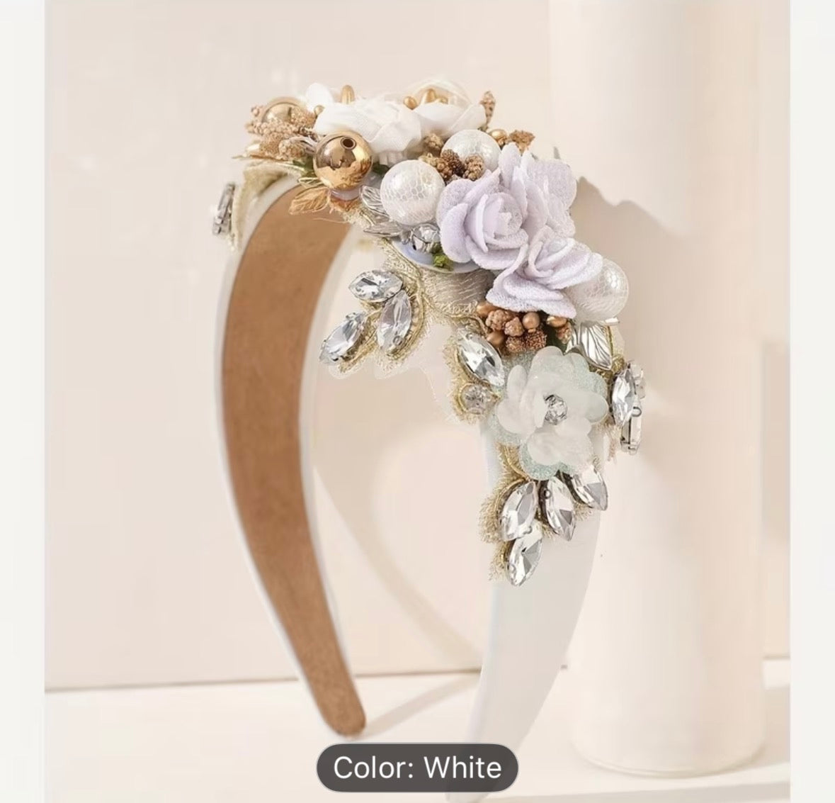 Embellished Flower Centre Satin Headbands - AU