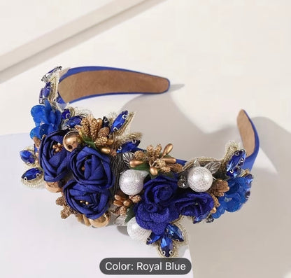 Embellished Flower Centre Satin Headbands - AU