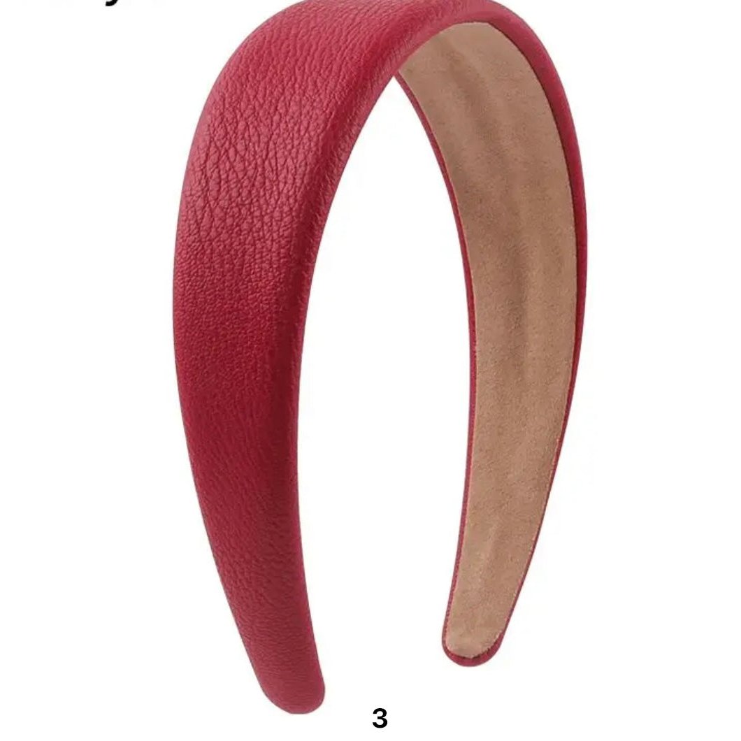 faux textured leather headbands  red