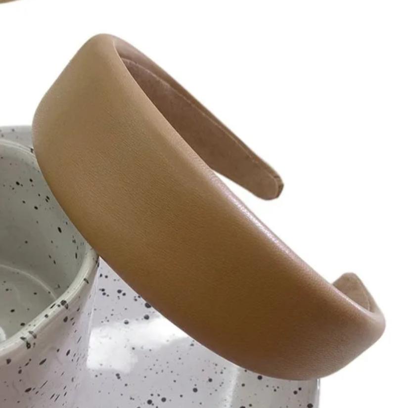 Faux Leather Slightly Padded Headbands  coffee