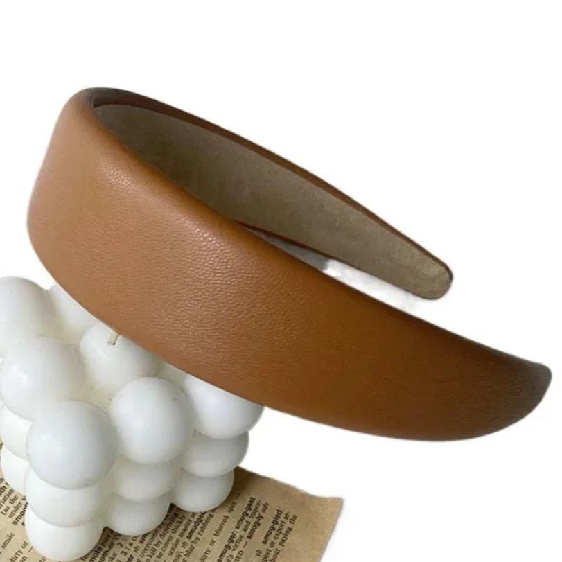 Faux Leather Slightly Padded Headbands brown