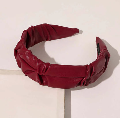 Faux Leather Ruched Headbands - AU