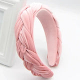 luxury velvet braid padded headbands pink
